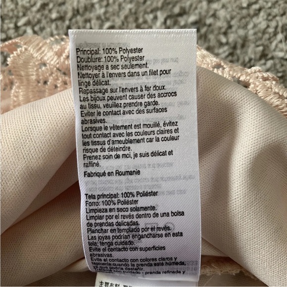 Coast Lace Shift Mini Dress Size 16 Short Sleeve Blush Pink Back Zip - Picture 11 of 12